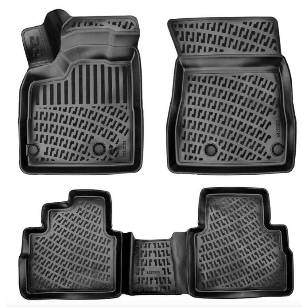CAR RUBBER FLOOR MATS BLACK 3D NISSAN X-TRAIL T33 BENZĪNS (2023-...) RIZLINE