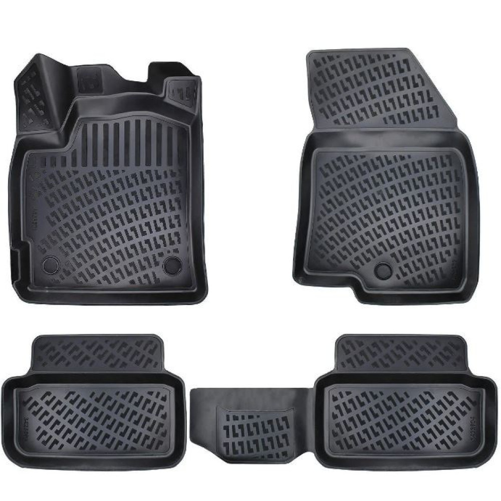CAR RUBBER FLOOR MATS BLACK 3D DACIA SANDERO (2020-...) RIZLINE