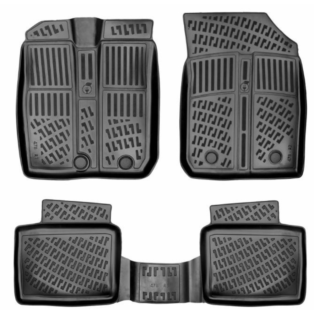CAR RUBBER FLOOR MATS BLACK 3D DACIA SPRING (2022-...) RIZLINE