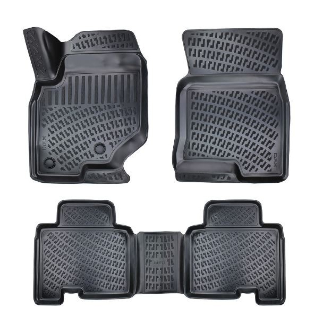 CAR RUBBER FLOOR MATS BLACK 3D SSANGYONG REXTON (2017-...) RIZLINE