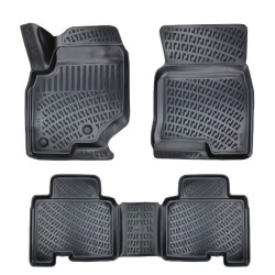 CAR RUBBER FLOOR MATS BLACK 3D SSANGYONG REXTON (2017-...) RIZLINE