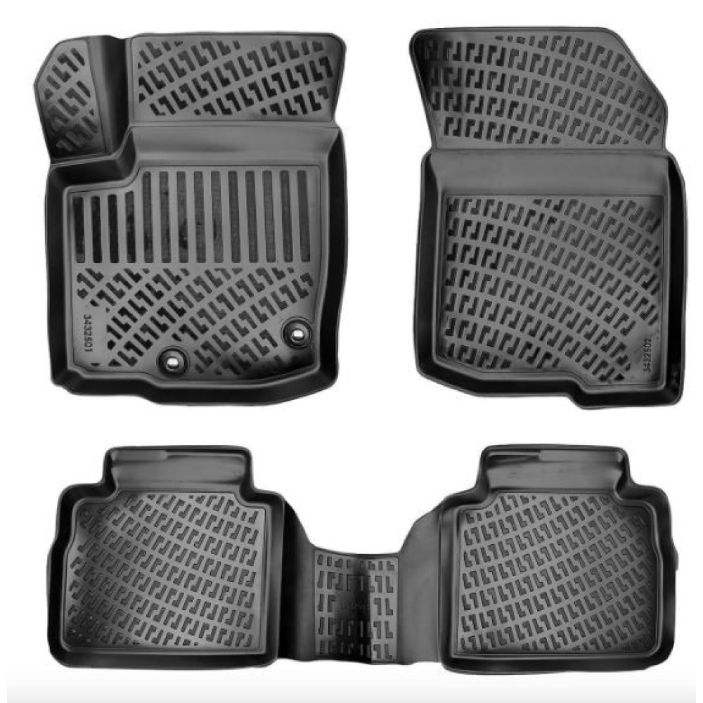 CAR RUBBER FLOOR MATS BLACK 3D SUZUKU SX4 S-CROSS III (2021-...) RIZLINE