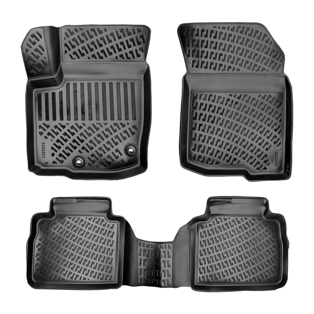 CAR RUBBER FLOOR MATS BLACK 3D SUZUKI SX4 S-CROSS (2021-...) RIZLINE