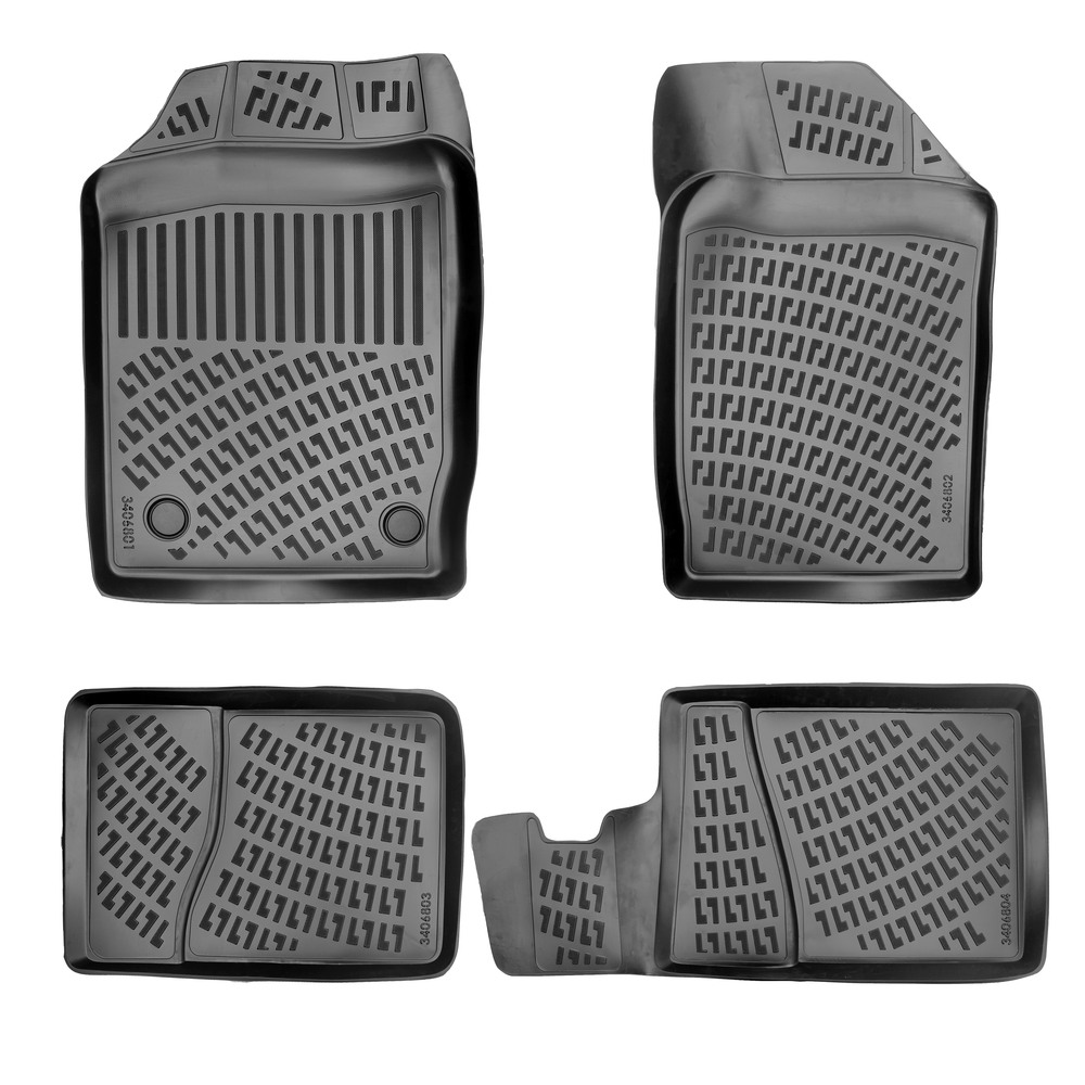 CAR RUBBER FLOOR MATS BLACK 3D RENAULT CLIO SYMBOL (1999-2008) RIZLINE