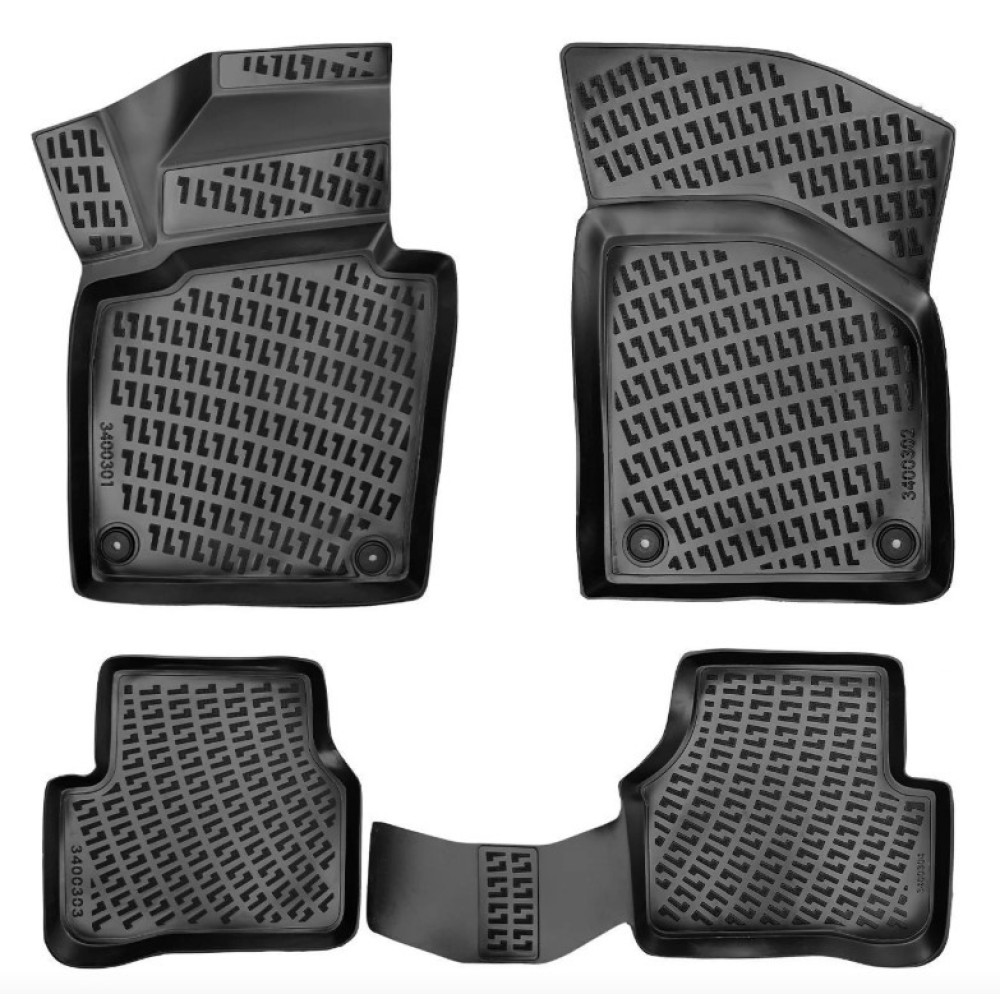 CAR RUBBER FLOOR MATS BLACK 3D VOLKSWAGEN TIGUAN (2007-2017) RIZLINE