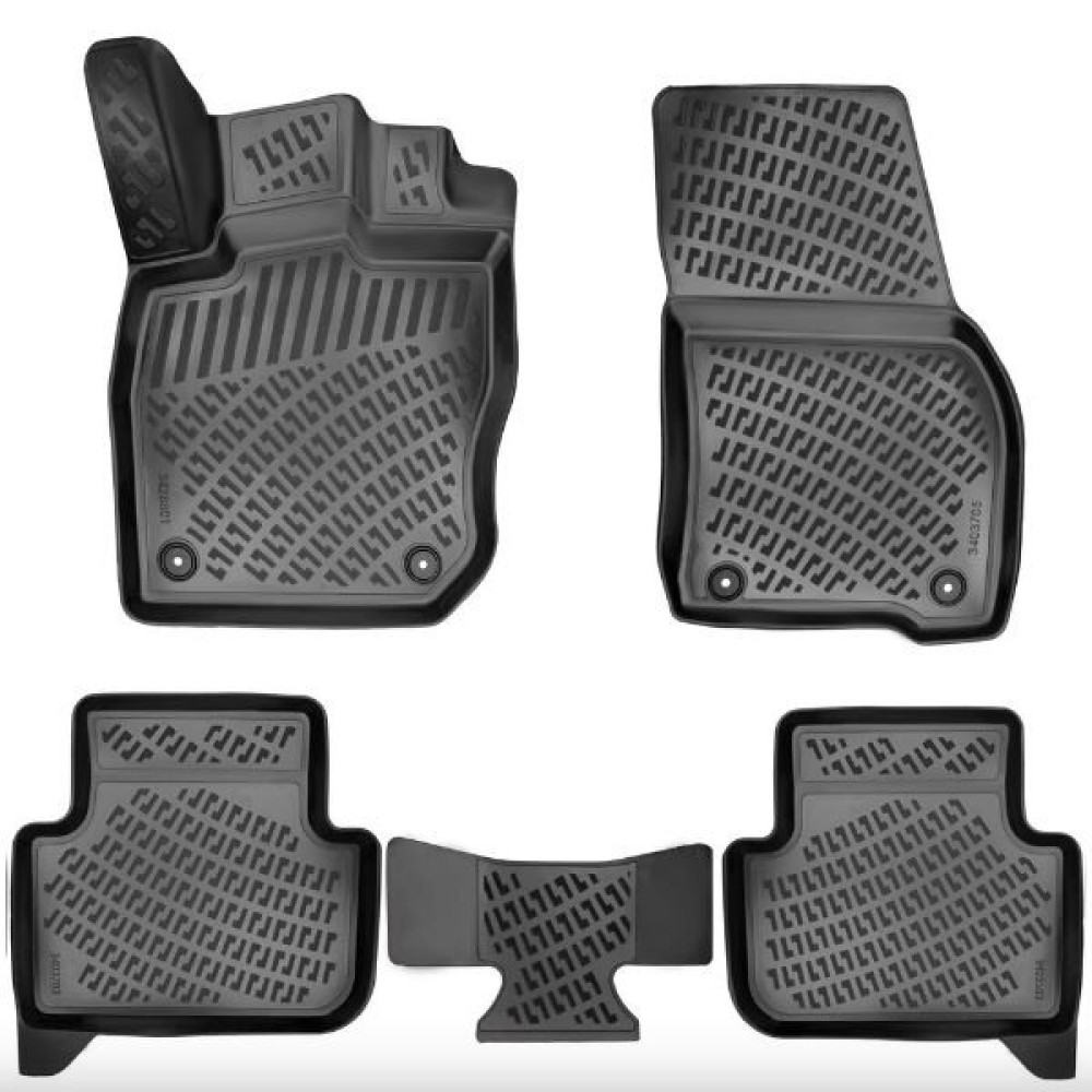 CAR RUBBER FLOOR MATS BLACK 3D VW TIGUAN III (2024-...) RIZLINE