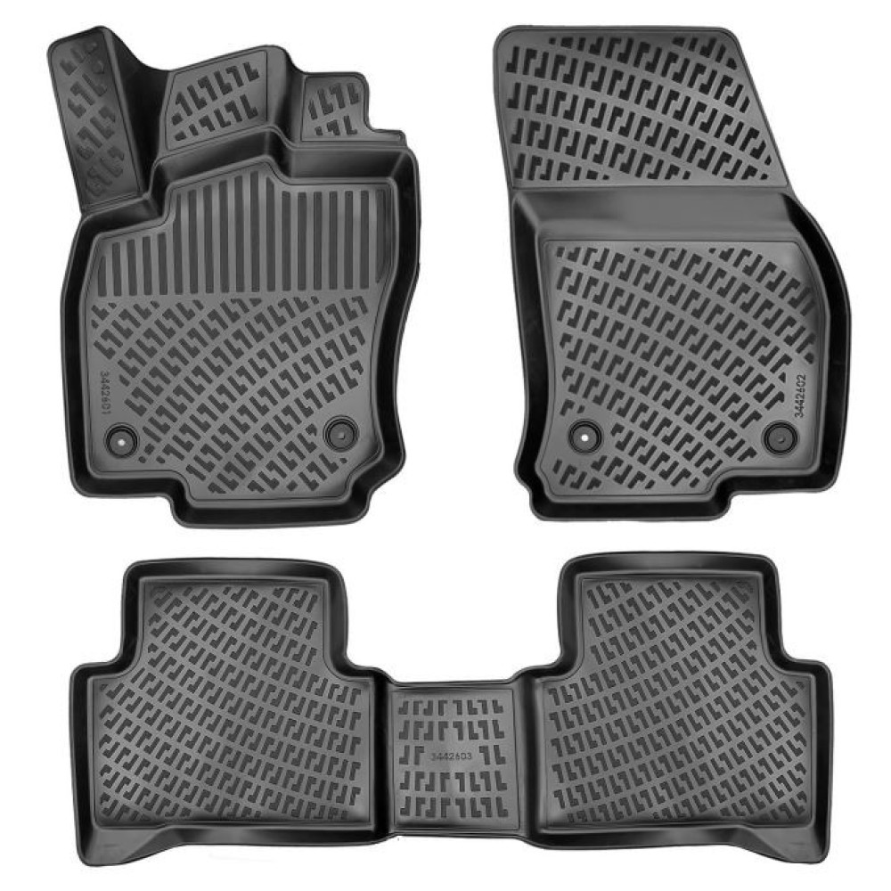 CAR RUBBER FLOOR MATS BLACK 3D Volkswagen Touran III (2015-...) RIZLINE