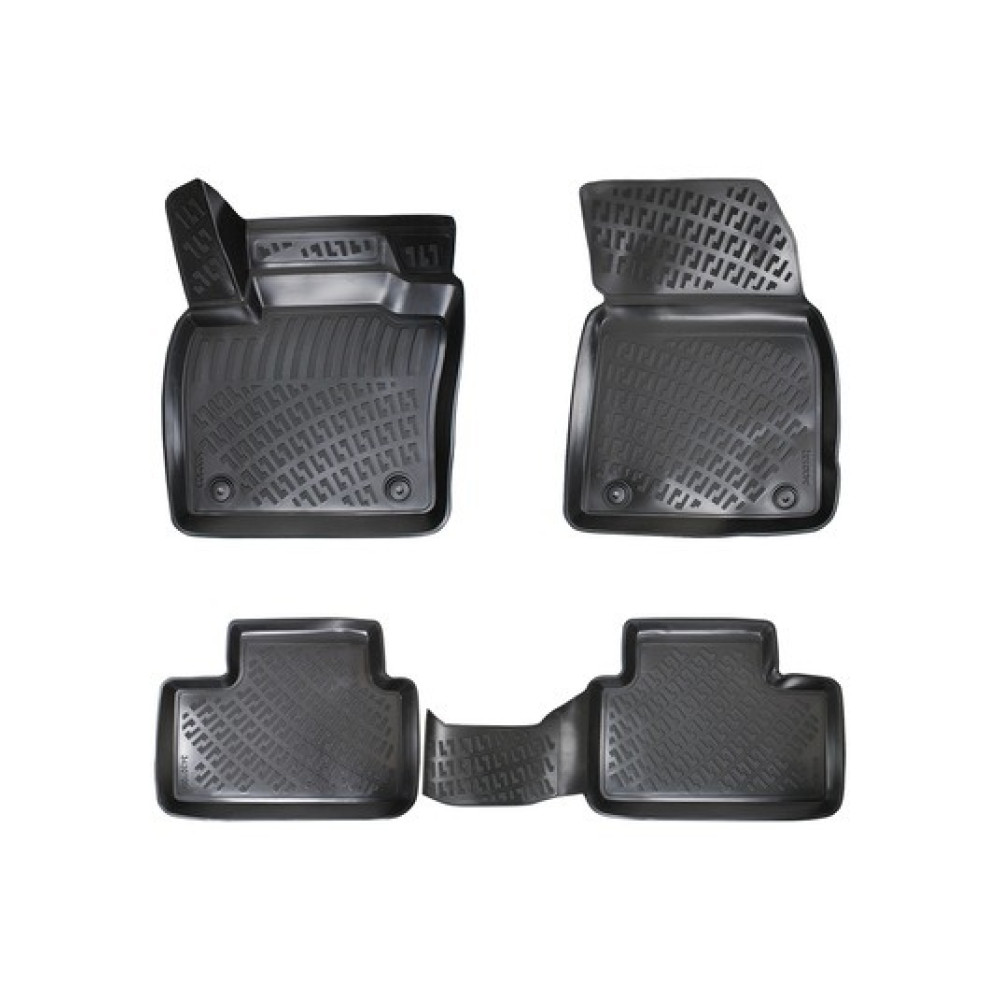 CAR RUBBER FLOOR MATS BLACK 3D VOLVO XC40 Recharge (ELECTRIC) (2018-...) RIZLINE