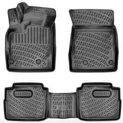 CAR RUBBER FLOOR MATS BLACK 3D NISSAN X-TRAIL IV (T33) GASOLINE (2022-...) RIZLINE