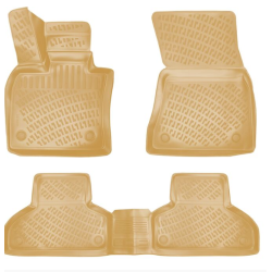 CAR RUBBER FLOOR MATS BEIGE 3D BMW X5 F15/X6 F16 (2013-2018) RIZLINE