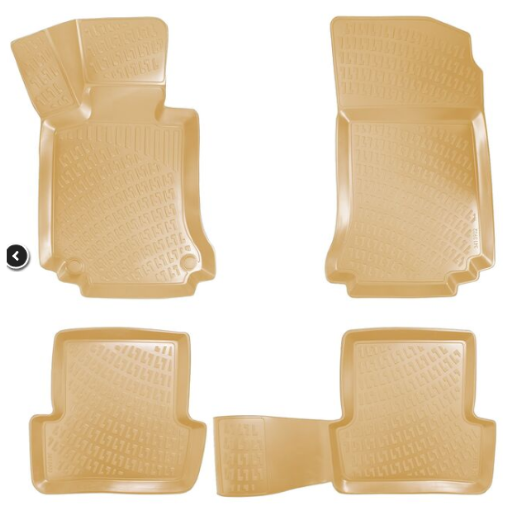 CAR RUBBER FLOOR MATS BEIGE 3D MERCEDES CLK W209 (2002-2010) RIZLINE