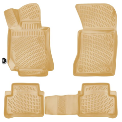 CAR RUBBER FLOOR MATS BEIGE 3D MERCEDES E-CLASS W211 (2003-2009) RIZLINE