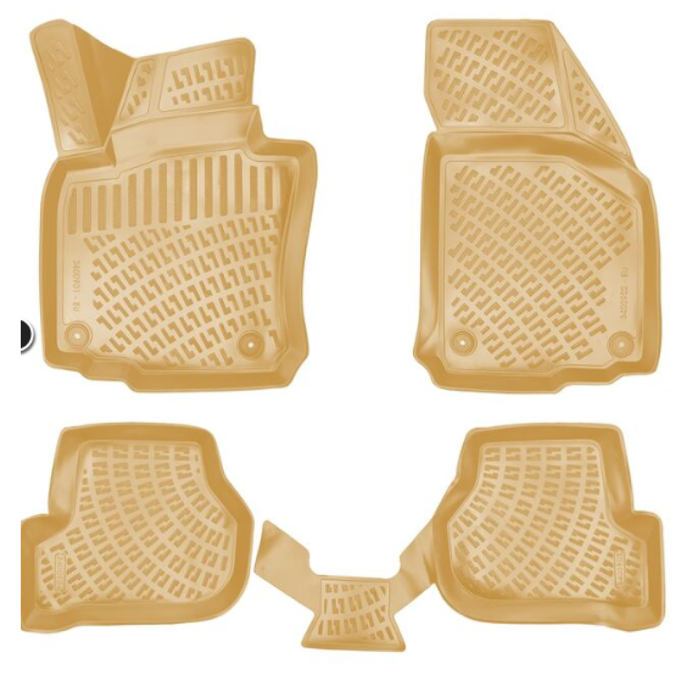 CAR RUBBER FLOOR MATS BEIGE 3D SKODA OCTAVIA II (2004-2013) RIZLINE