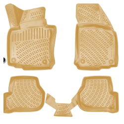 CAR RUBBER FLOOR MATS BEIGE 3D SKODA OCTAVIA II (2004-2013) RIZLINE