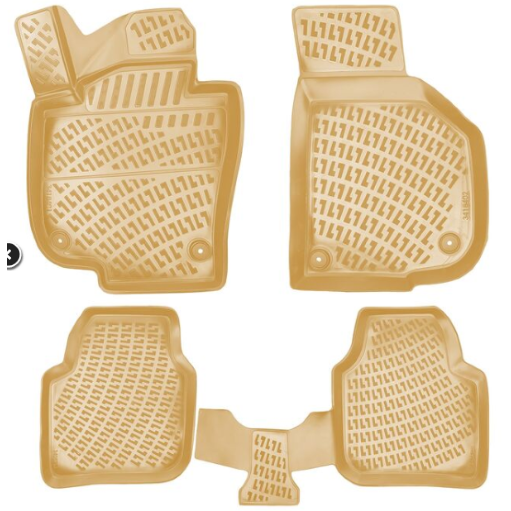 CAR RUBBER FLOOR MATS BEIGE 3D SKODA SUPERB II (2008-2015) RIZLINE