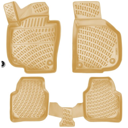 CAR RUBBER FLOOR MATS BEIGE 3D SKODA SUPERB II (2008-2015) RIZLINE