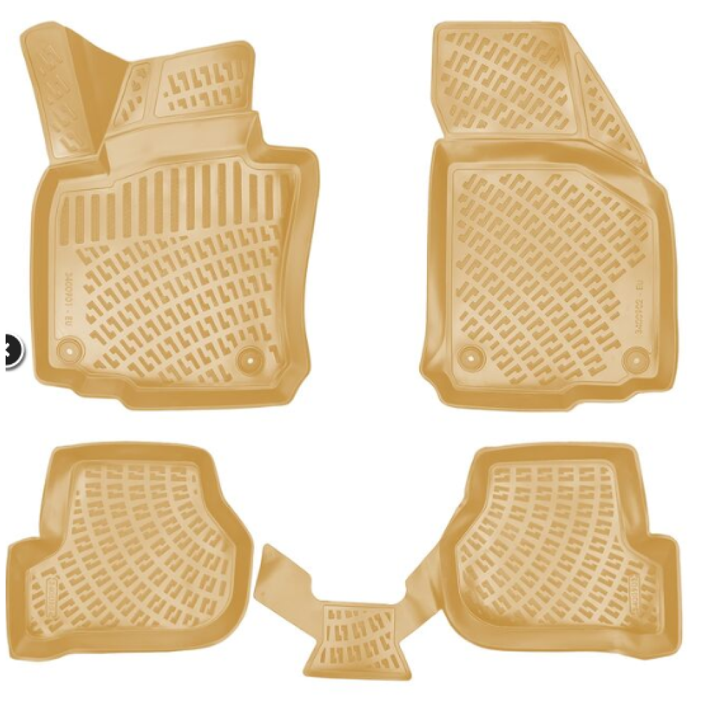 CAR RUBBER FLOOR MATS BEIGE 3D VW GOLF 5 / 6 (2003-2012) RIZLINE