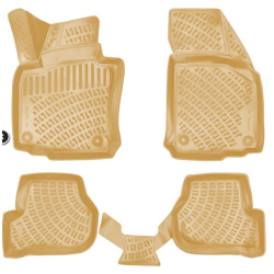 CAR RUBBER FLOOR MATS BEIGE 3D VW GOLF 5 / 6 (2003-2012) RIZLINE