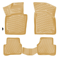CAR RUBBER FLOOR MATS BEIGE 3D VW PASSAT B6/B7 (2005-2015) RIZLINE