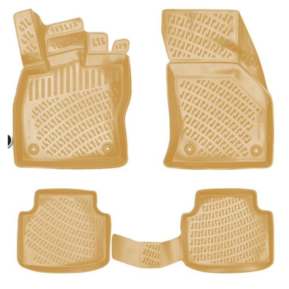 CAR RUBBER FLOOR MATS BEIGE 3D VOLKSWAGEN PASSAT B8  (2015-...) RIZLINE