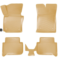  CAR RUBBER FLOOR MATS BEIGE 3D VOLKSWAGEN TOURAN (2003-2015) RIZLINE