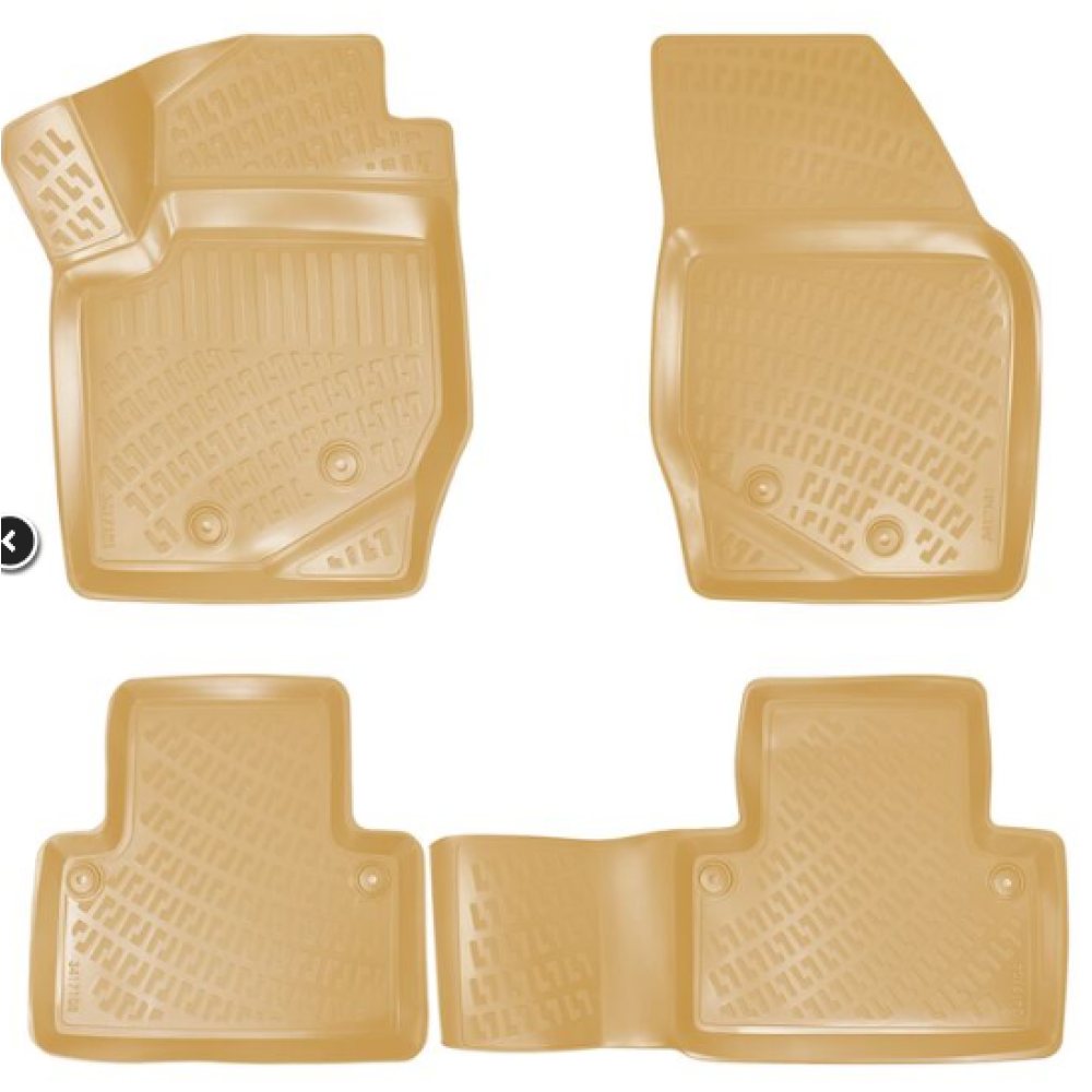 CAR RUBBER FLOOR MATS BEIGE 3D VOLVO XC90 (2002-2014) RIZLINE