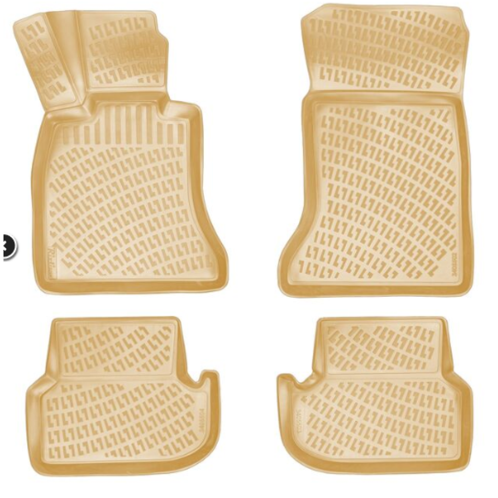 CAR RUBBER FLOOR MATS BEIGE 3D BMW 5 F10/F11 Facelift (2013-2017) RIZLINE