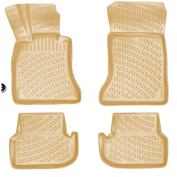 CAR RUBBER FLOOR MATS BEIGE 3D BMW 5 F10/F11 Facelift (2013-2017) RIZLINE
