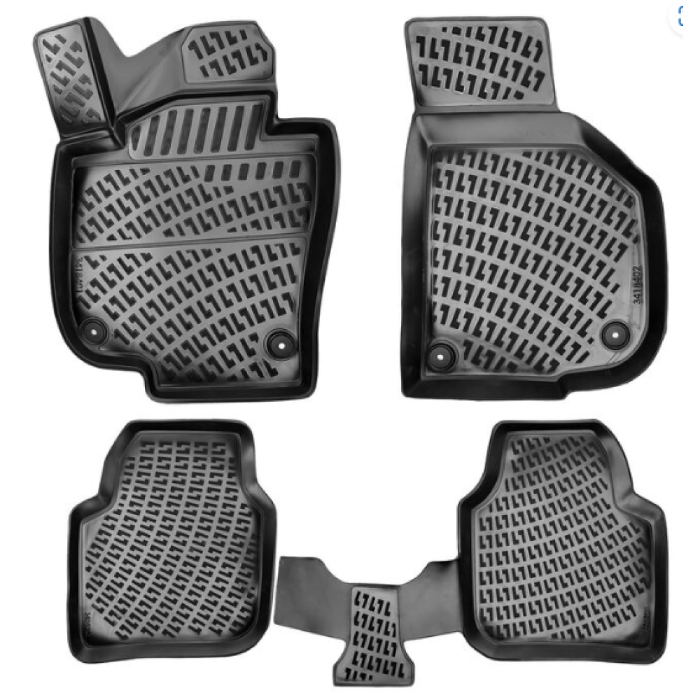 CAR RUBBER FLOOR MATS BLACK 3D Skoda Superb II (2008-2015) RIZLINE