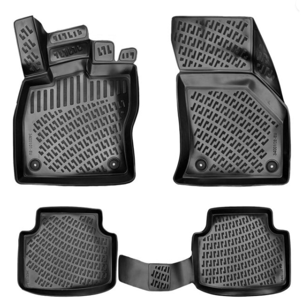 CAR RUBBER FLOOR MATS BLACK 3D Skoda Superb III (2015-...) RIZLINE