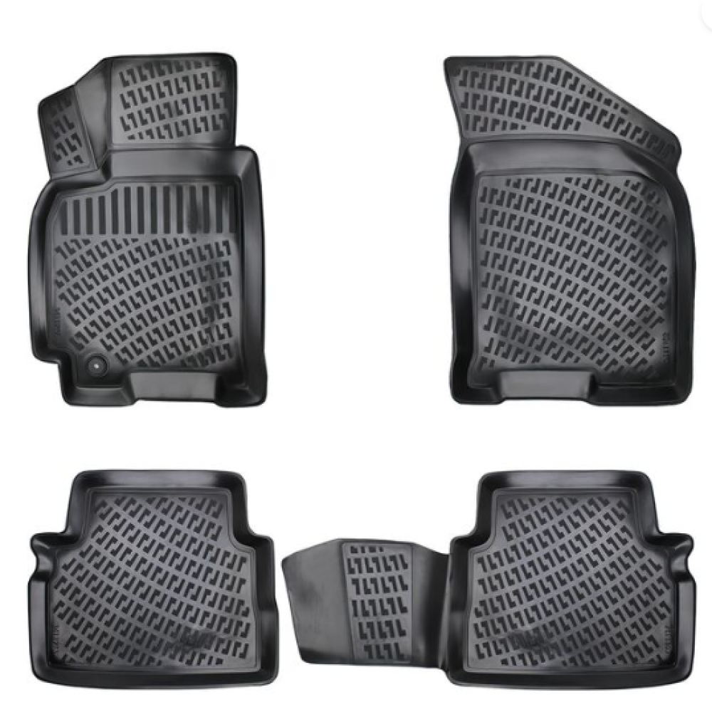 CAR RUBBER FLOOR MATS BLACK 3D Chevrolet Aveo  (2002-2011) RIZLINE