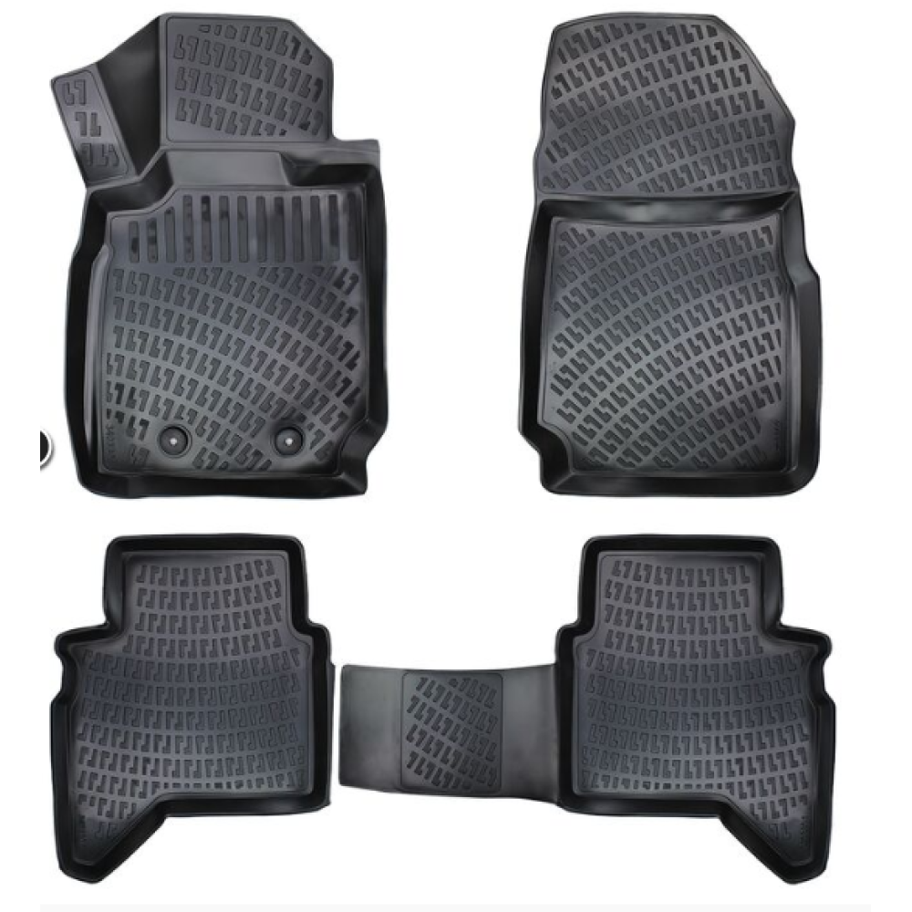 CAR RUBBER FLOOR MATS BLACK 3D Ford Ranger (2016-...) RIZLINE