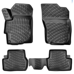 CAR RUBBER FLOOR MATS BLACK 3D Mitsubishi   Lancer (2007-2017) RIZLINE