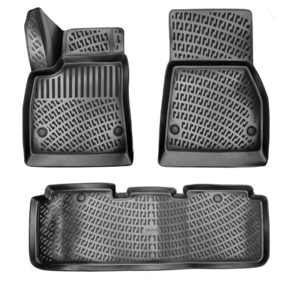 CAR RUBBER FLOOR MATS BLACK 3D Tesla Model S (2012-...) RIZLINE
