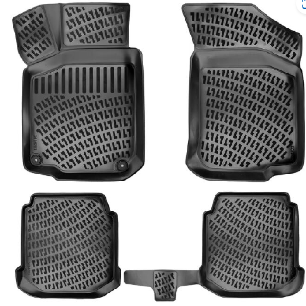 CAR RUBBER FLOOR MATS BLACK 3D Volkswagen Bora  (1998-2005) RIZLINE