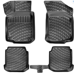 CAR RUBBER FLOOR MATS BLACK 3D Volkswagen Bora  (1998-2005) RIZLINE