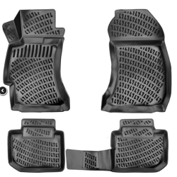 CAR RUBBER FLOOR MATS BLACK 3D Subaru Forester III (2008-2013) RIZLINE