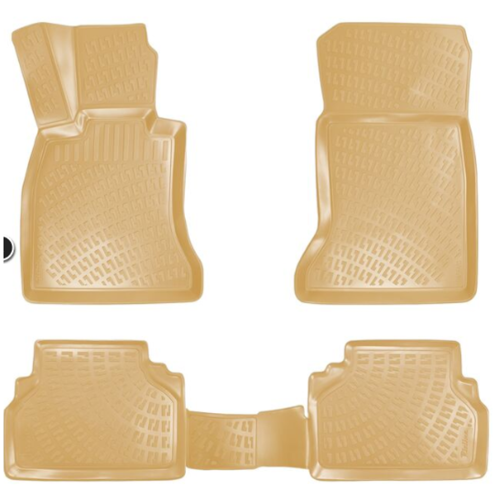 CAR RUBBER FLOOR MATS BEIGE 3D BMW 5 F10/F11 (2010-2013) RIZLINE