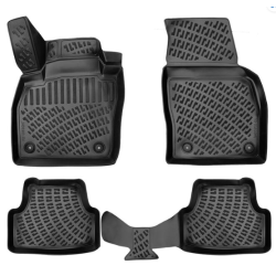 CAR RUBBER FLOOR MATS BLACK 3D Volkswagen Polo (2017-...) RIZLINE