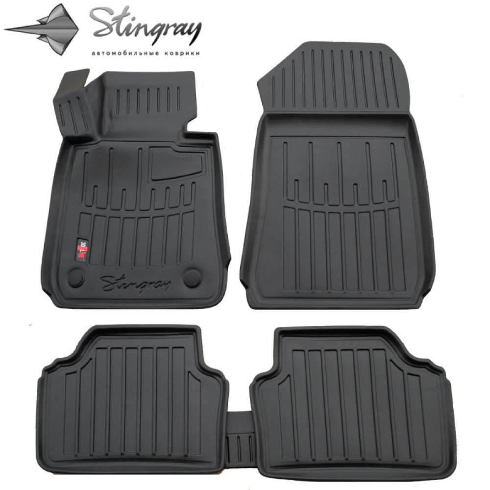 CAR RUBBER FLOOR MATS BLACK BMW 3 E90/E91 (2005-2012) 3D STINGRAY