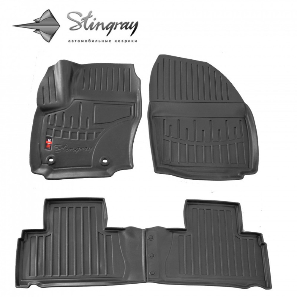 CAR RUBBER FLOOR MATS BLACK FORD S-Max (2006-2014) 3D STINGRAY