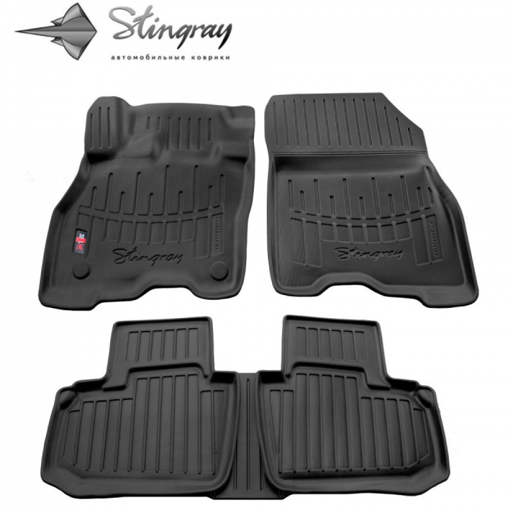 CAR RUBBER FLOOR MATS BLACK NISSAN Leaf II (2017-...) 3D STINGRAY