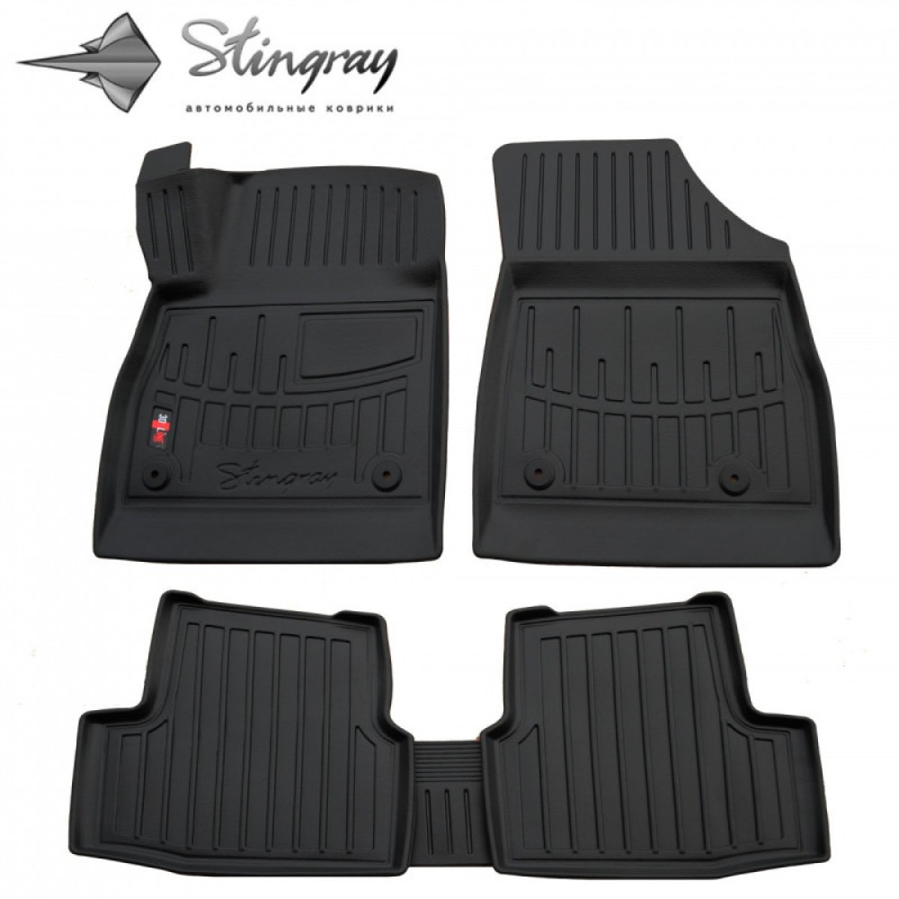 CAR RUBBER FLOOR MATS BLACK OPEL Astra K (2015-2021)  3D STINGRAY