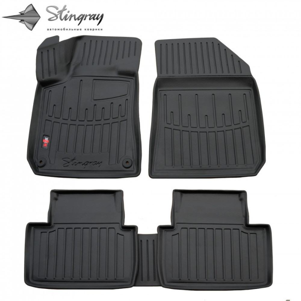 CAR RUBBER FLOOR MATS BLACK PEUGEOT 308 II SW (2013-2021) 3D STINGRAY