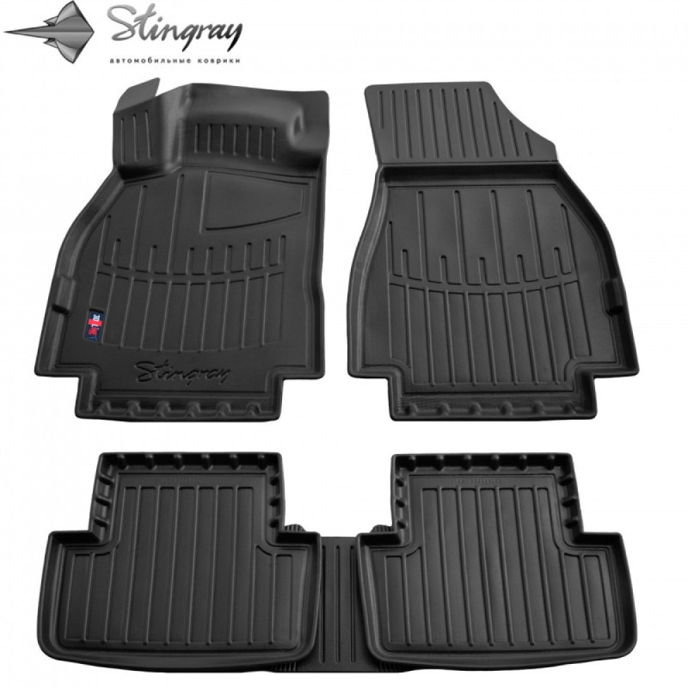 CAR RUBBER FLOOR MATS BLACK RENAULT Megane II (2002-2009) 3D STINGRAY