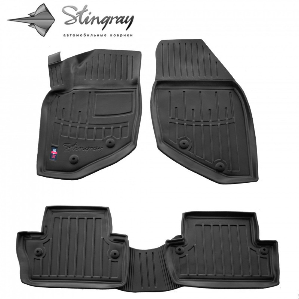 CAR RUBBER FLOOR MATS BLACK VOLVO S60 I (2001-2009) 3D STINGRAY