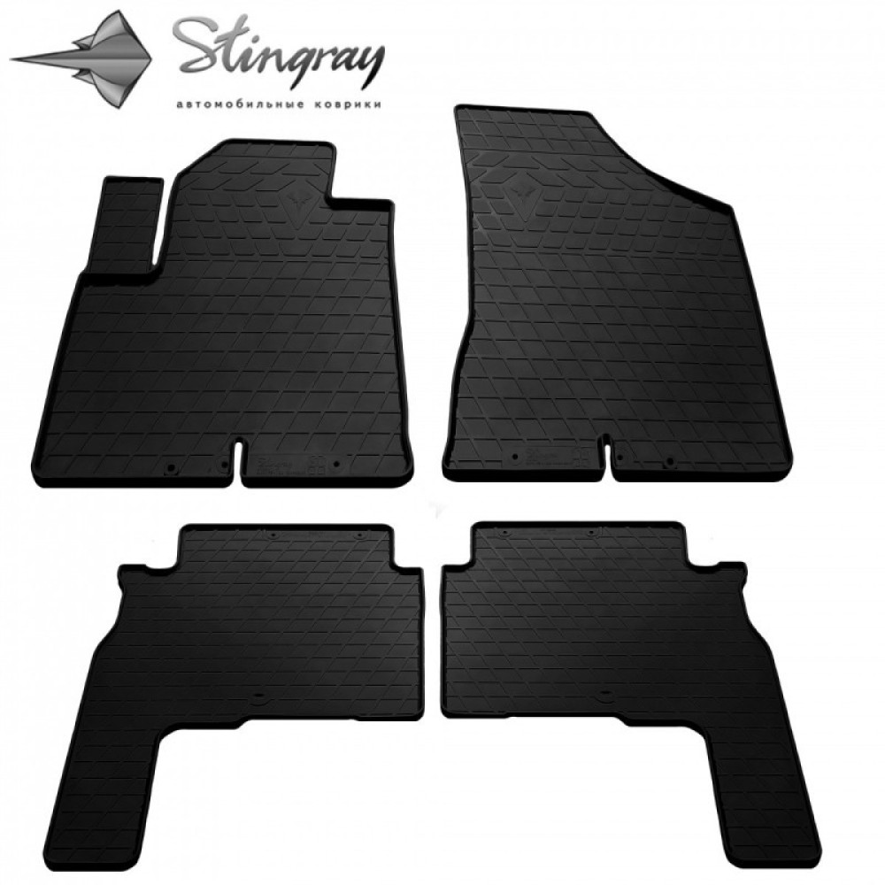 CAR RUBBER FLOOR MATS BLACK HYUNDAI Santa Fe II (2006-2010) STINGRAY