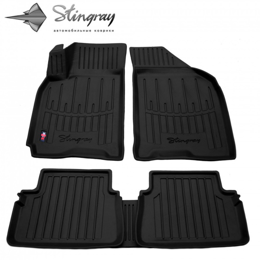 CAR RUBBER FLOOR MATS BLACK CHEVROLET Lacetti (2004-...) 3D STINGRAY