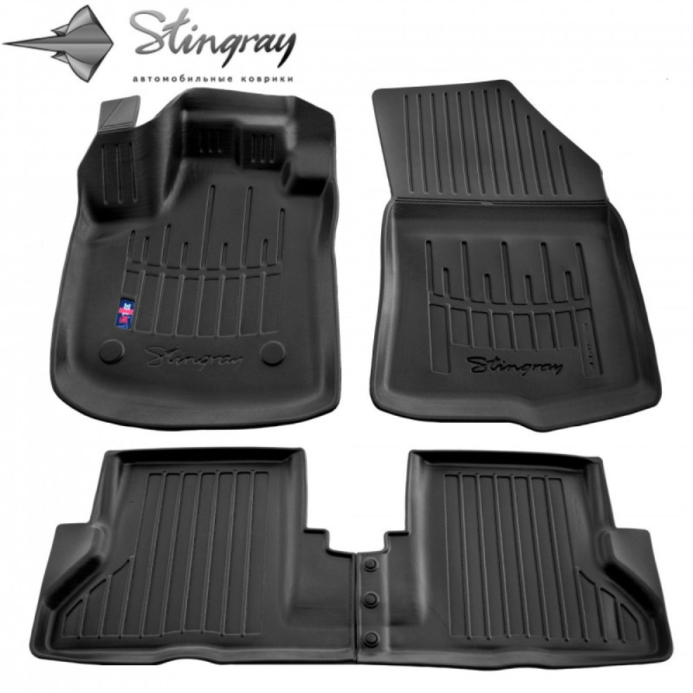 CAR RUBBER FLOOR MATS BLACK RENAULT EXPRESS (2021-...) 3D STINGRAY