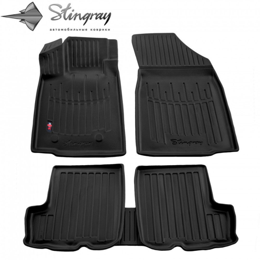 CAR RUBBER FLOOR MATS BLACK DACIA SANDERO I (2008-2012) 3D STINGRAY